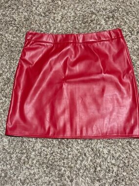 SHEIN Red Faux Leather Mini Skirt